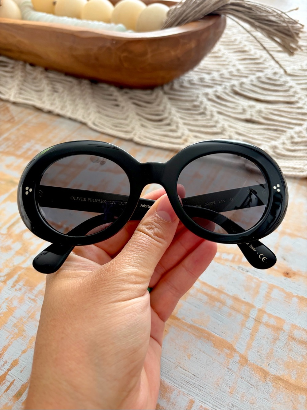 Oliver Peoples Black Round Oversized Sunglasses